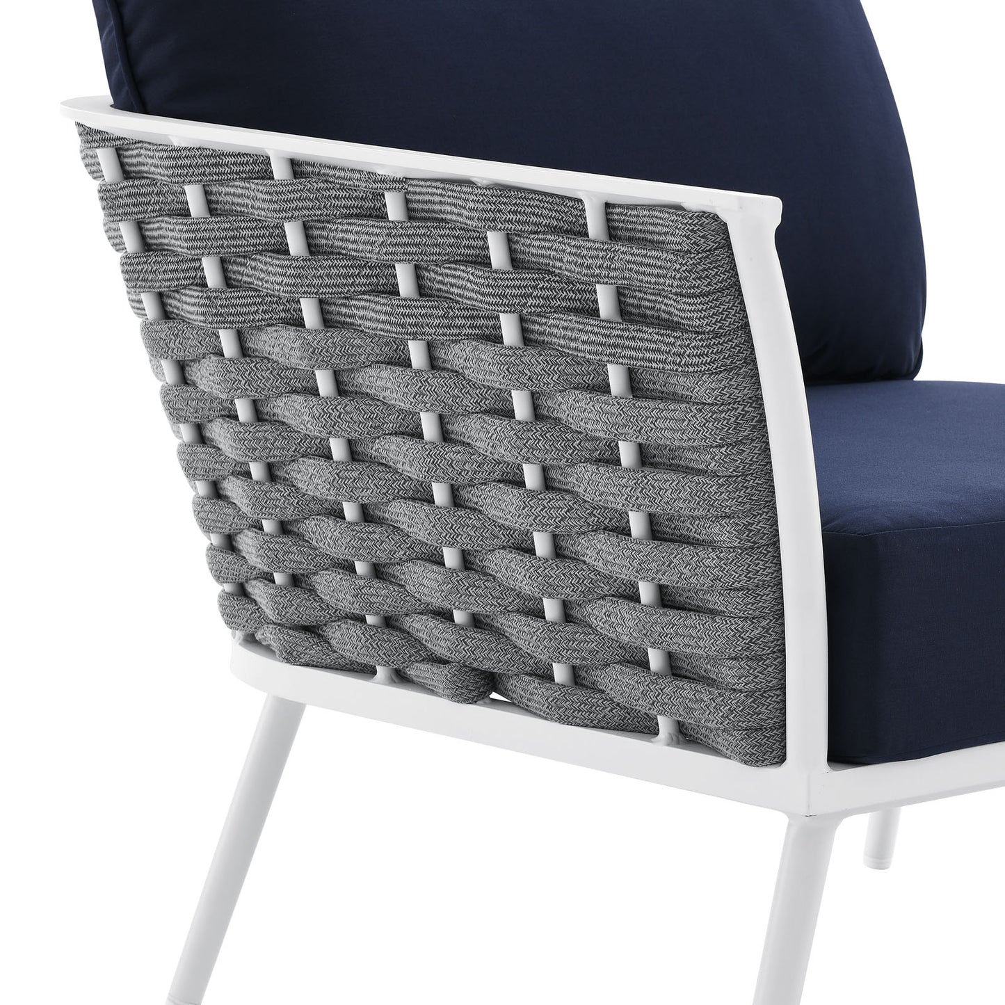 Modway EEI-5565-WHI-NAV Stance Outdoor Patio Aluminum Left-Facing White Navy Armchair, Blue