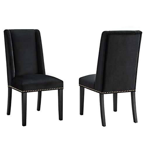 Modway Baron Performance Velvet Set of 2 Dining Chairs with Black EEI-5012-BLK