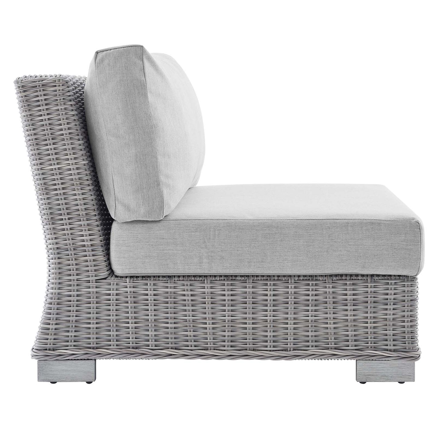 Modway EEI-3980-LGR-GRY Conway Outdoor Patio Wicker Rattan Armless Chair, Light Gray Gray