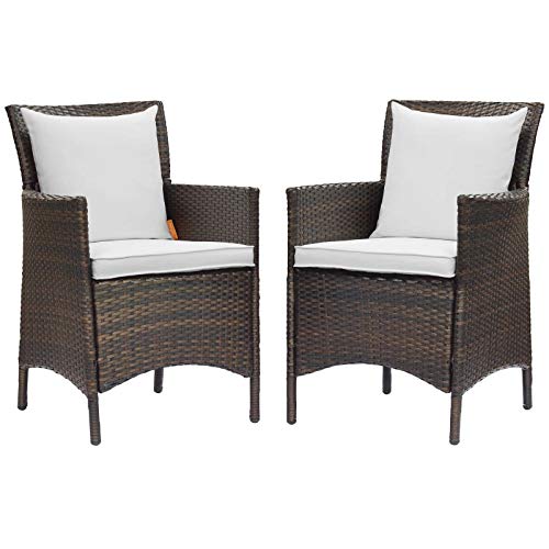 Modway Conduit Wicker Rattan Outdoor Patio Dining Arm Chair with Cushion