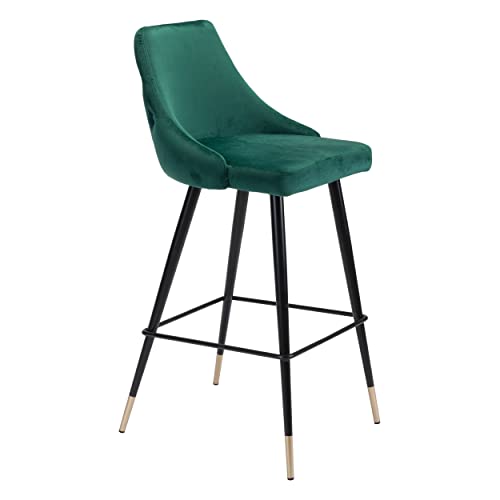 Zuo Modern - Piccolo Bar Chair Green - Modern - Seating - Steel, Foam, 100% Polyester - Indoor - 40.5in Height