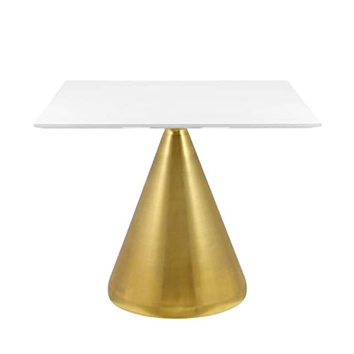 Modway Tupelo Square Dining Table, 36 Inch, Gold White