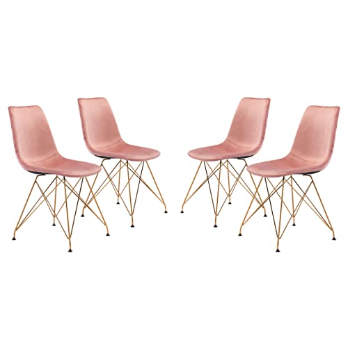 Zuo Modern Dining Chair (Set of 4) Pink Parker