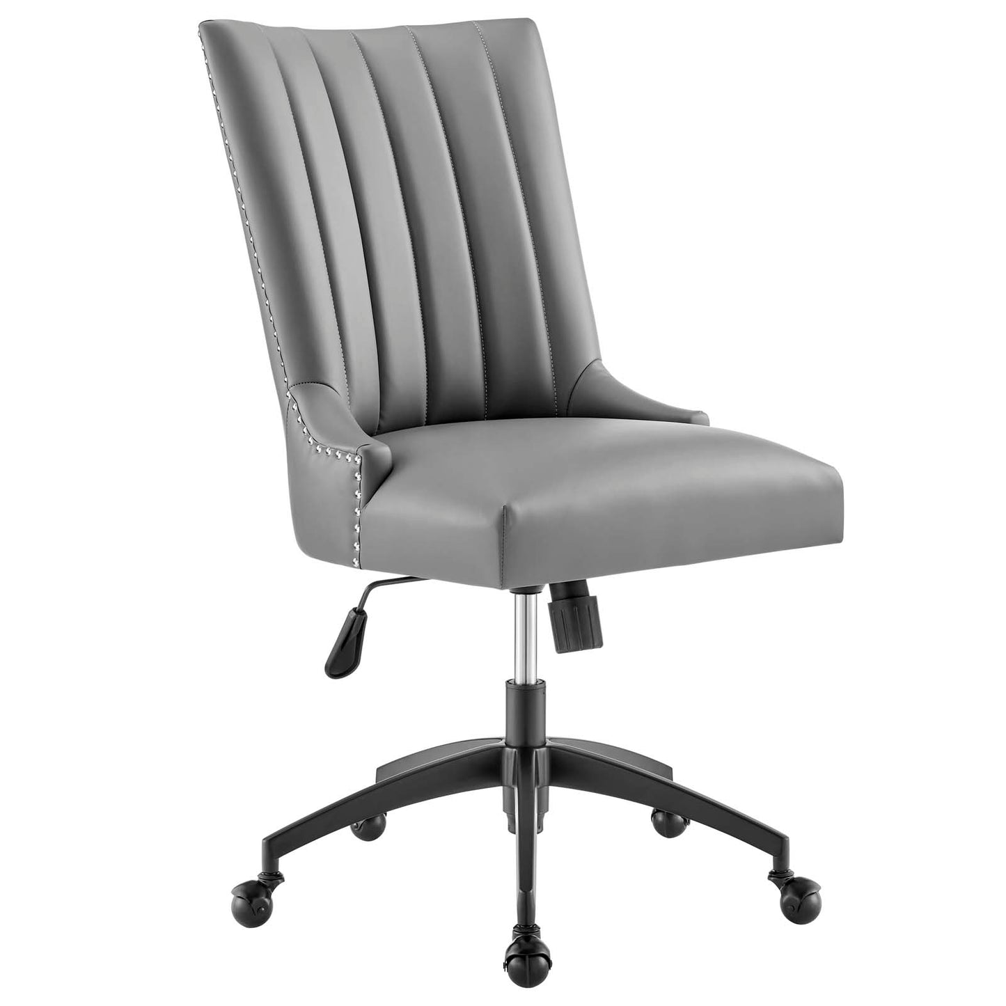 Modway Empower Channel Tufted Vegan Leather Office Chair in Black Gray