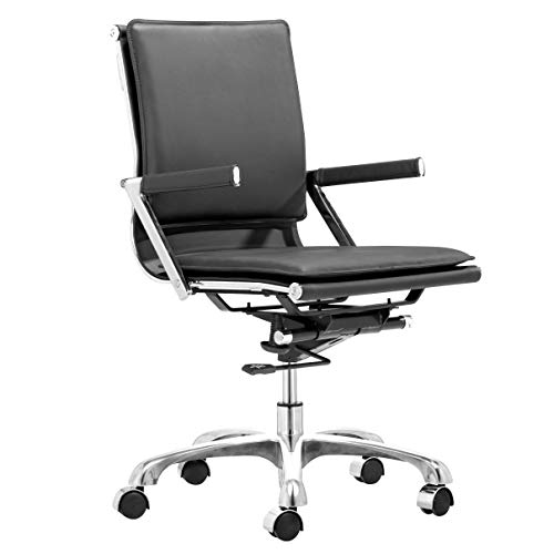 Zuo Modern - Lider Plus Office Chair Black - Modern - Seating - Steel, Aluminum, Foam, 100% Polyurethane - Indoor - 39.4in Height