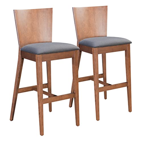 Ambrose Bar Chair (Set of 2) Walnut & Gray