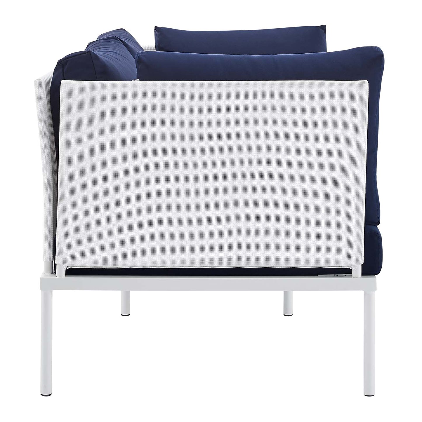 Modway EEI-4963-WHI-NAV Harmony Sunbrella White Navy Outdoor Patio Aluminum Loveseat