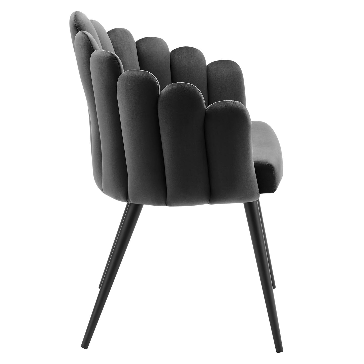 Modway Performance Velvet Channel Tufted Set of 2 in Black Charcoal Dining Chair