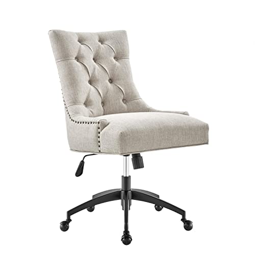 Modway Regent Tufted Fabric Swivel Office Chair in Black Beige