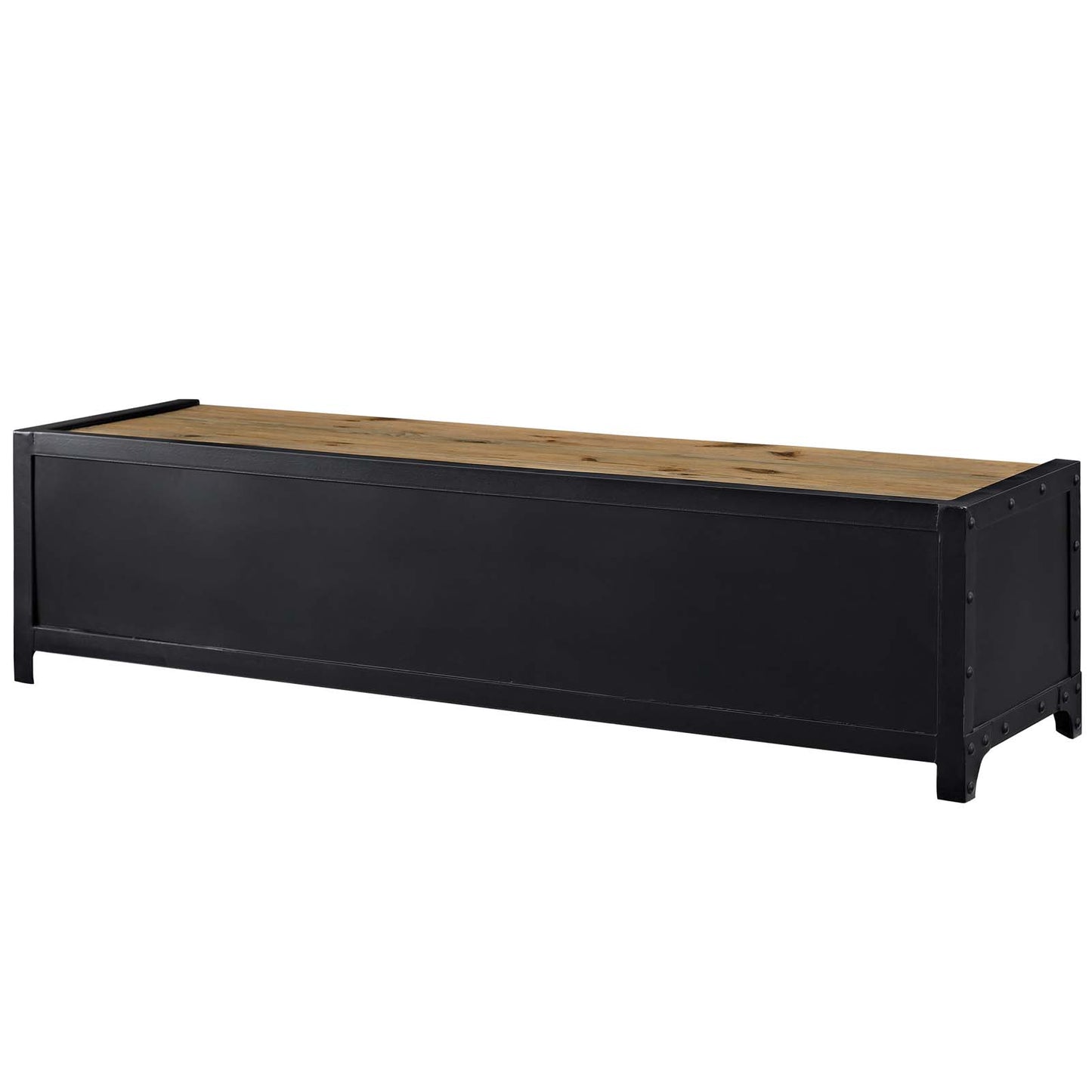 Modway Dungeon Industrial Pine Wood and Steel TV Stand In Black