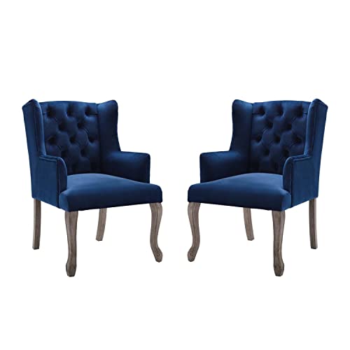 Modway Realm Armchair Performance Velvet Set of 2, 25.5 x 57 x 39.5, Navy