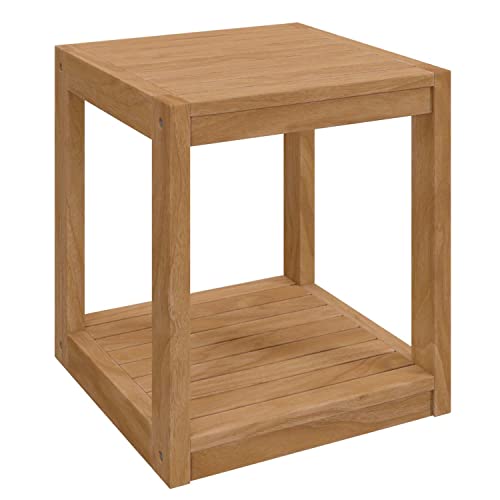 Modway Natural Carlsbad Teak Wood Outdoor Patio Side Table EEI-5607-NAT