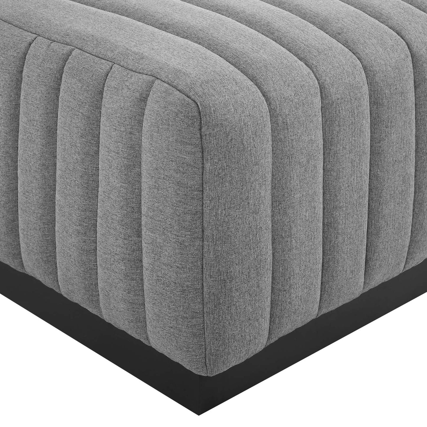 Modway Conjure Channel Tufted Upholstered Fabric Ottoman EEI-5501-BLK-LGR