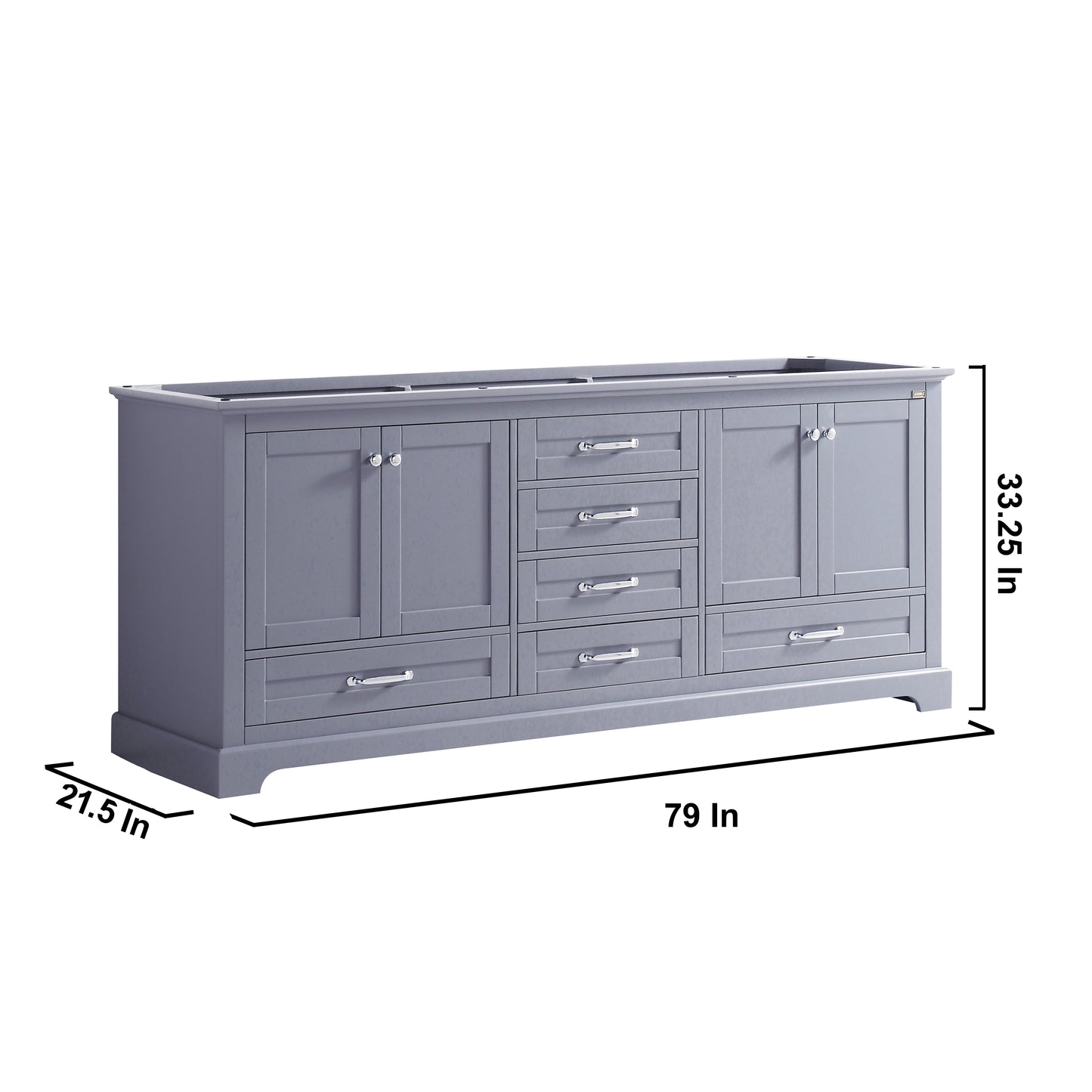 Dukes 80" Dark Grey Double Vanity, no Top and 30" Mirrors