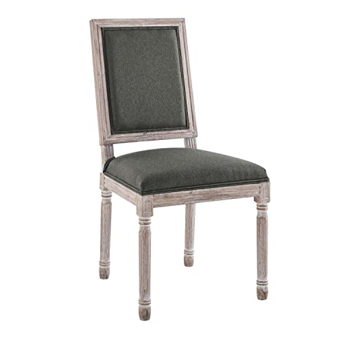 Modway Court French Vintage Upholstered Fabric Dining Chair in Natural Gray