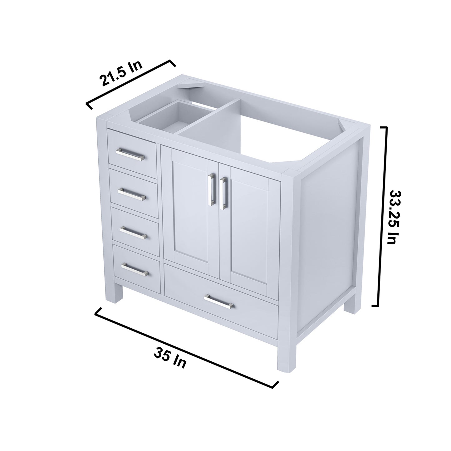 Jacques 36" White Vanity Cabinet Only - Right Version