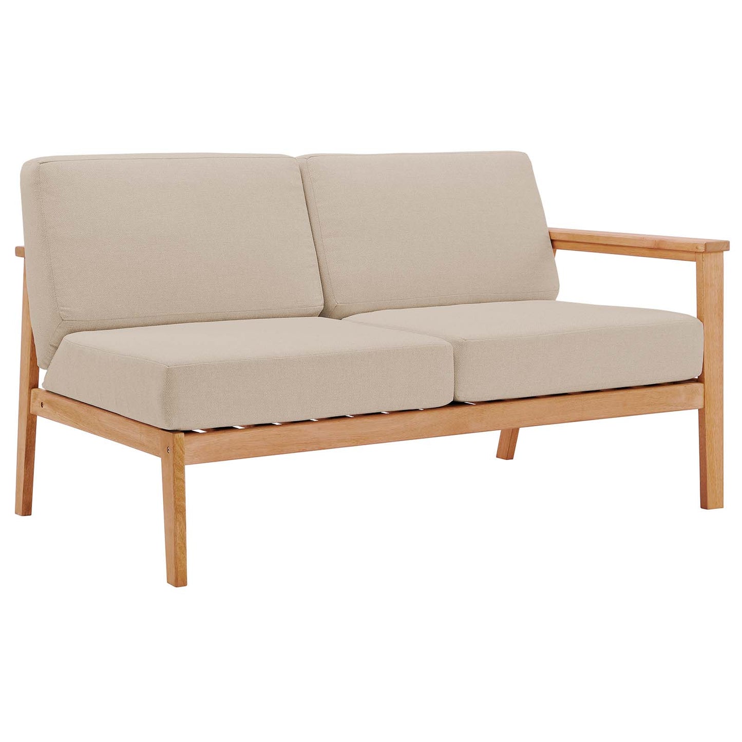 Modway EEI-3678-NAT-TAU Outdoor Patio Eucalyptus Wood Sectional Sofa Right-Facing Loveseat in Natural Taupe