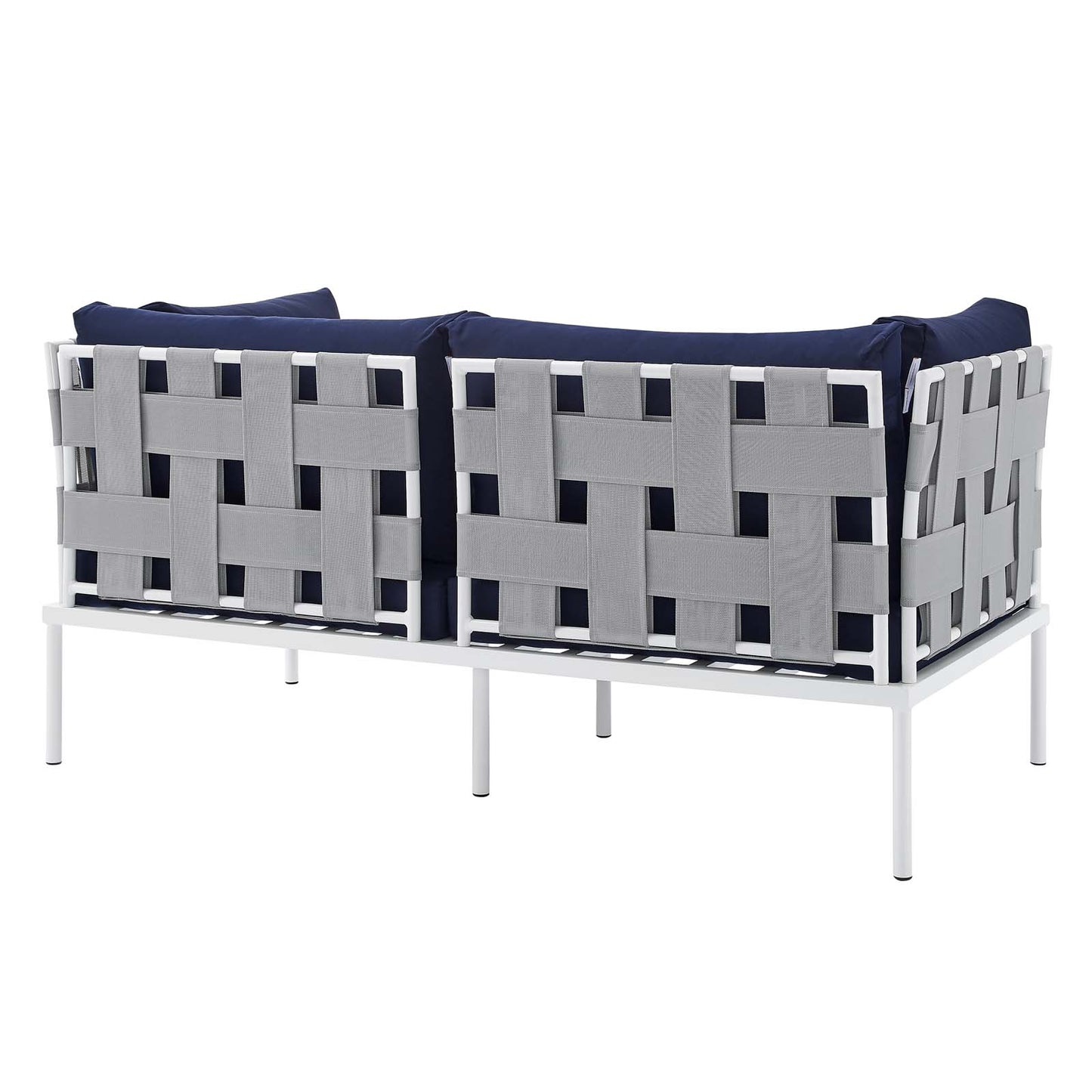 Modway EEI-4964-GRY-NAV Harmony Sunbrella Gray Navy Outdoor Patio Aluminum Loveseat