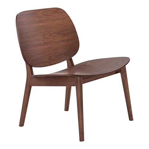Zuo Modern - Priest Lounge Chair Walnut - Modern - Seating - Laminated Veneer Lumber, Rubber Wood - Indoor - 28.5in Height