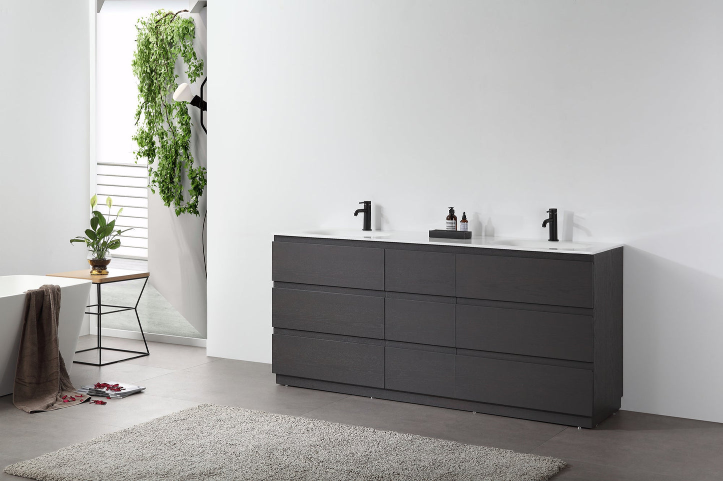 ROTHENBURG 72” CHARCOAL FREESTANDING MODERN BATHROOM VANITY