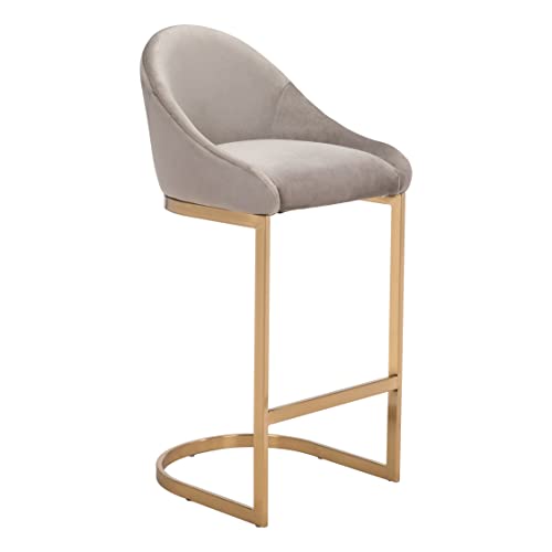 Zuo Modern - Scott Bar Chair Gray & Gold - Modern - Seating - Steel, Plywood, Foam, 100% Polyurethane - Indoor - 38.2in Height