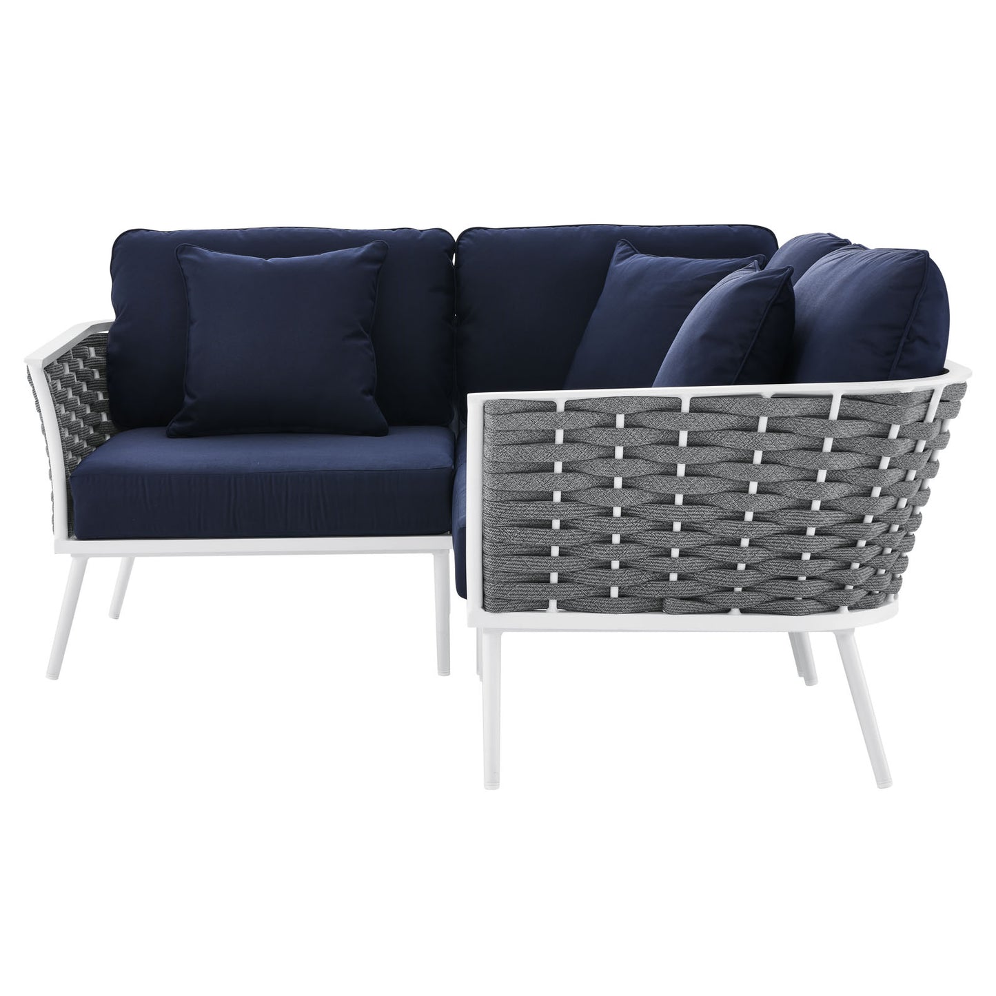 Modway Stance Outdoor Patio Woven Rope Aluminum Sectional Sofa