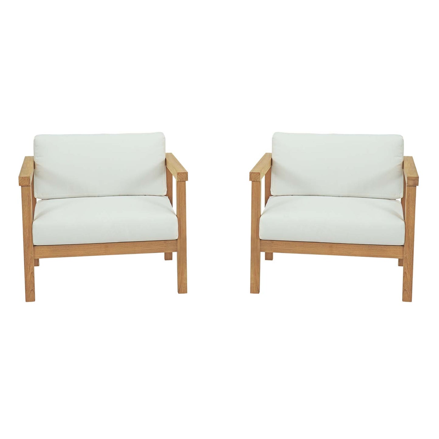 Modway Bayport 2 Piece Outdoor Patio Teak Set - Natural White