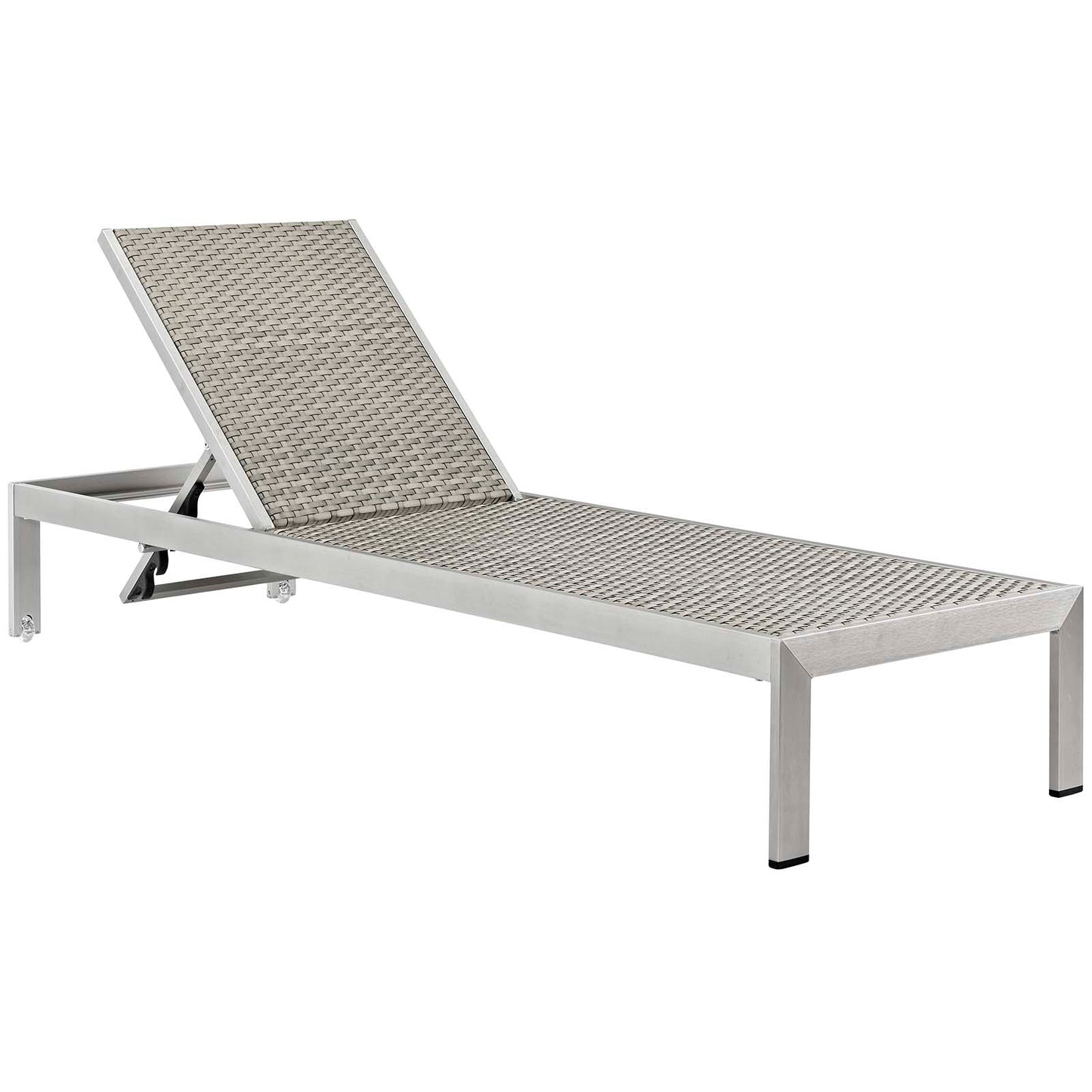 Modway Shore Patio Aluminum Outdoor Chaise, 76 x 25 x 37.5, Silver Peridot