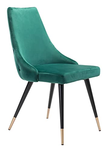 Zuo Modern Piccolo Dining Chair Set Steel, Foam, Velvet Fabric Green, Black, Gold, Black & Gold Indoor Weight Capacity 280 lbs Dimensions: 20.5" W x 24.6" D x 34.8" H Pack of 2