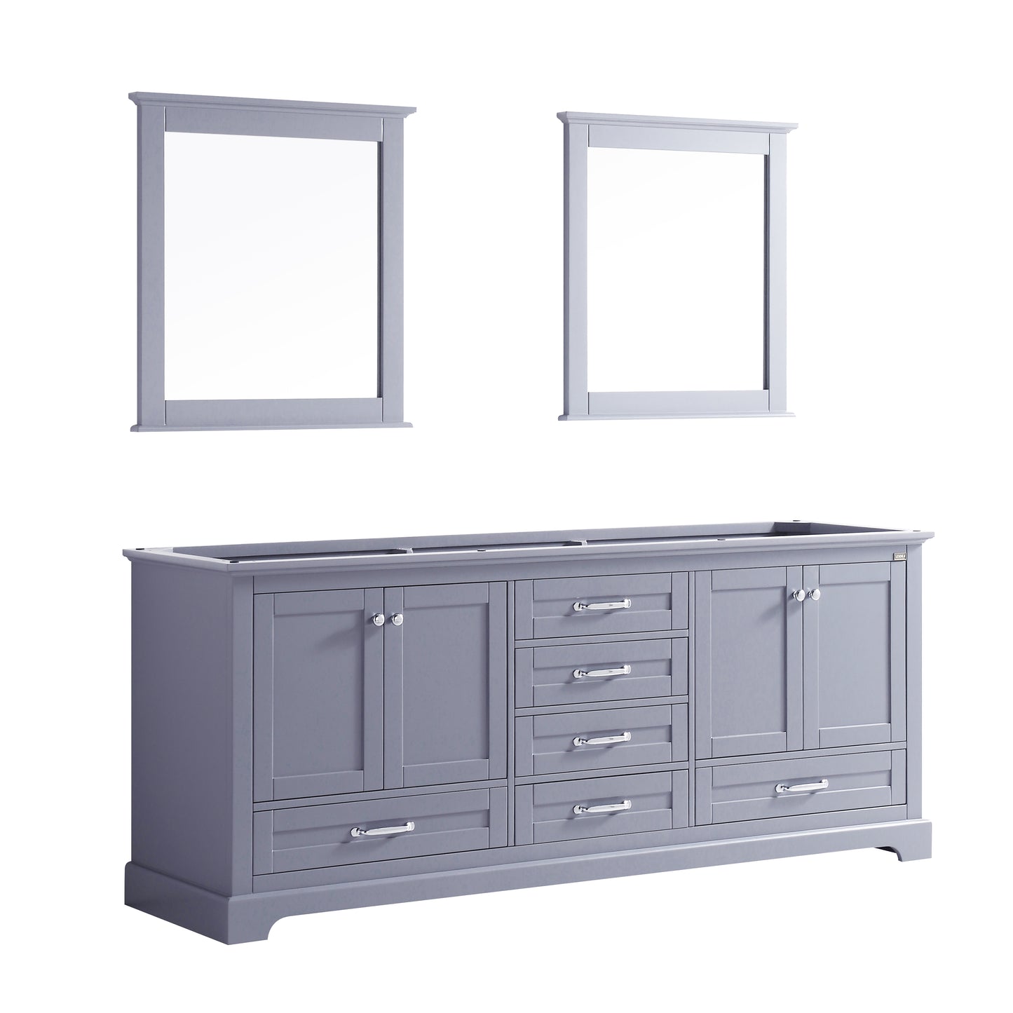 Dukes 80" Dark Grey Double Vanity, no Top and 30" Mirrors