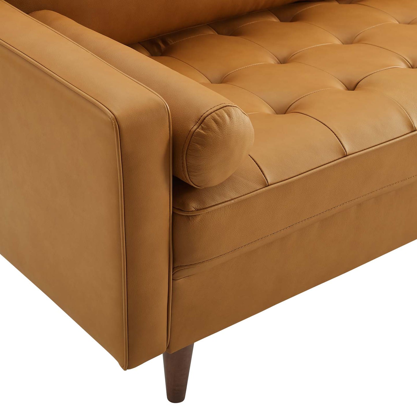 Modway Valour Leather Tufted Sofa, 73", Tan