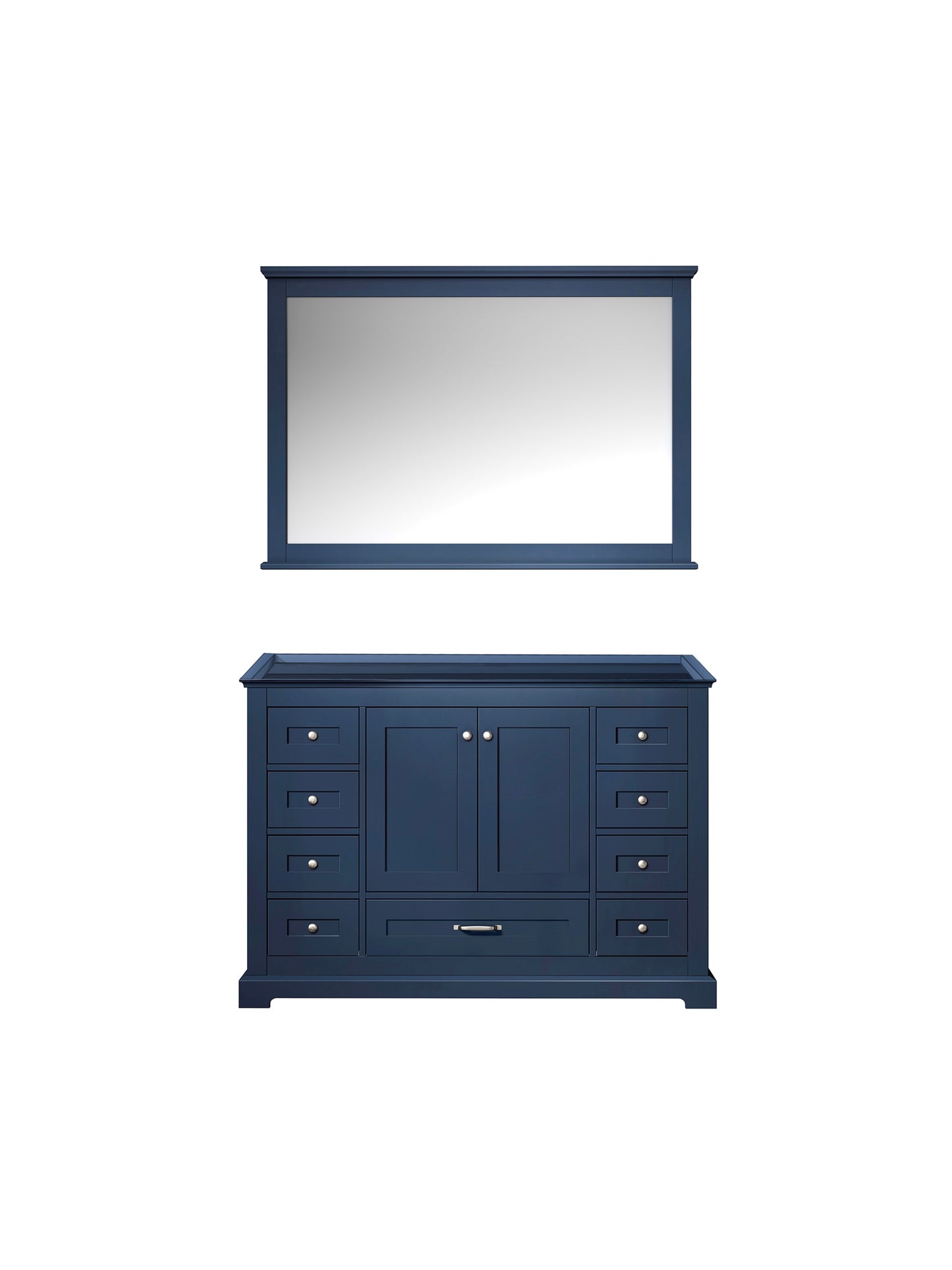 Dukes 48" Navy Blue Single Vanity, no Top and 46" Mirror