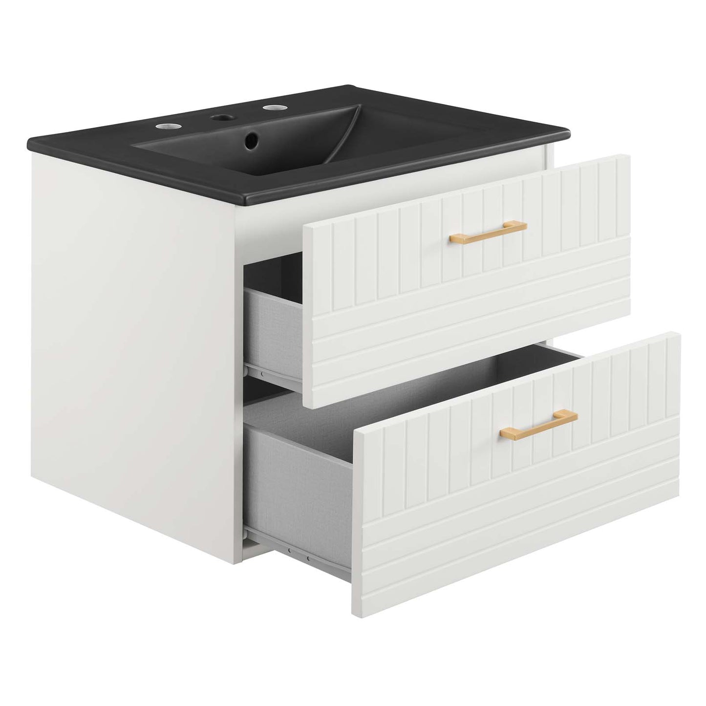 Modway Daybreak 24" Wall-Mount Bathroom Vanity in White Black