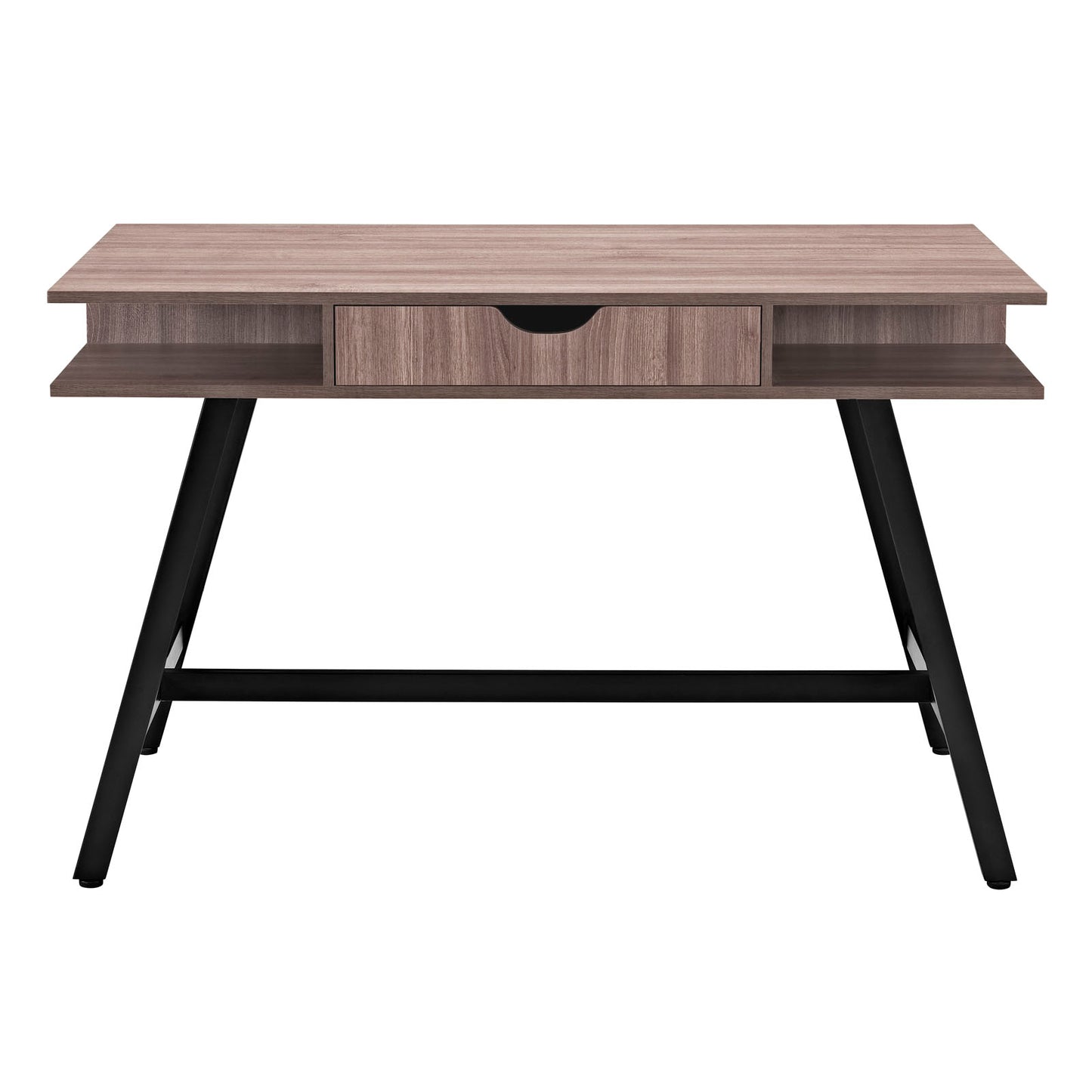 Modway Turnabout Wood Grain and Metal Writing Office Desk With Storage Space In Birch