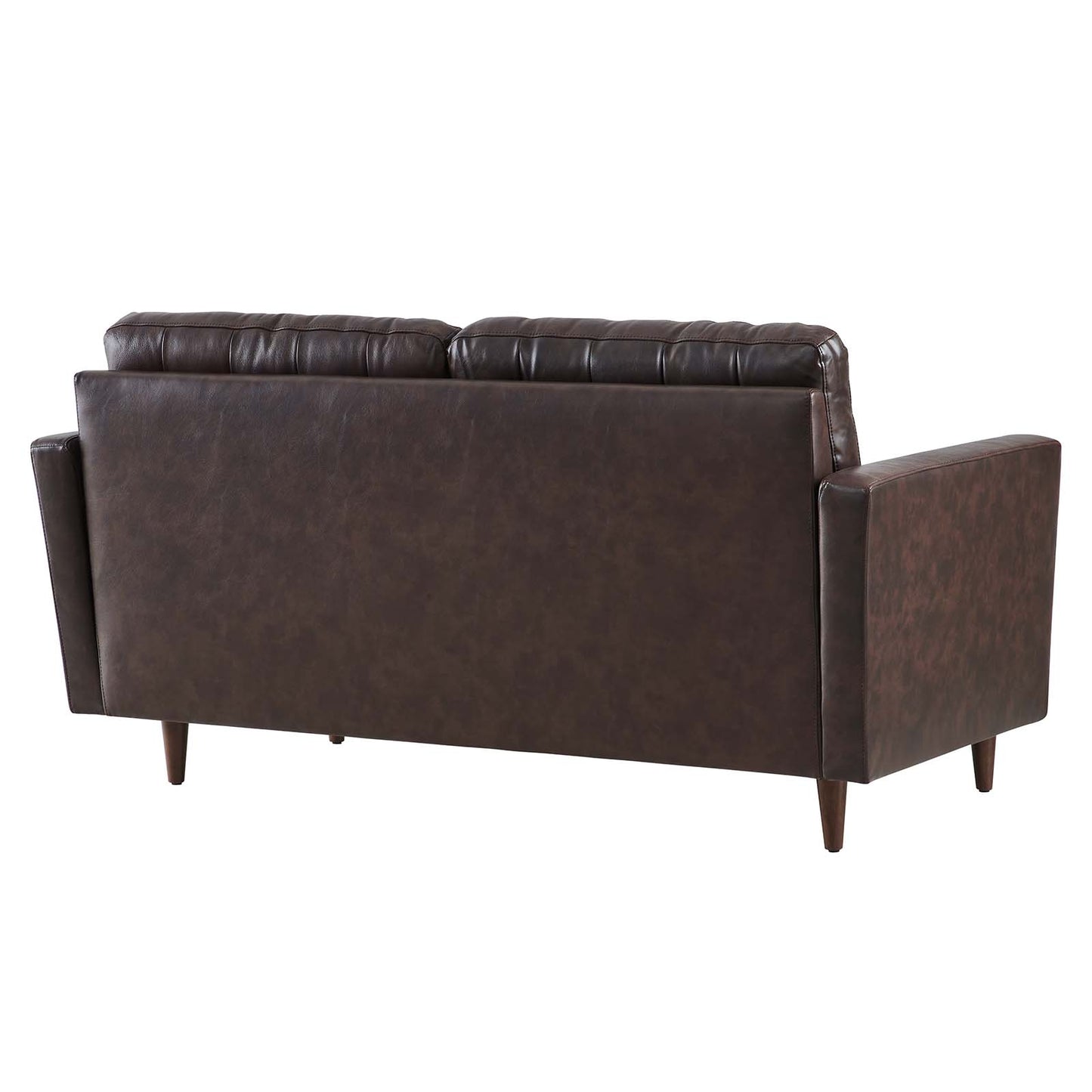 Modway Exalt Vegan Leather Tufted Loveseat in Brown