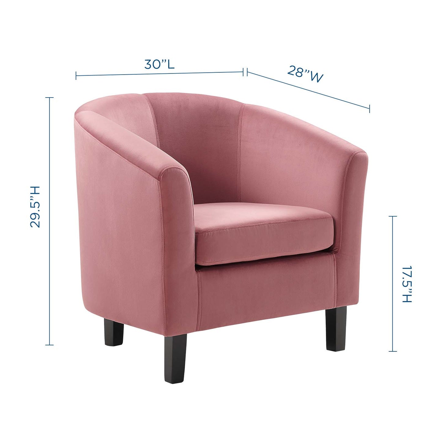Modway Prospect Performance Velvet Upholstered Arm Chair in Dusty Rose