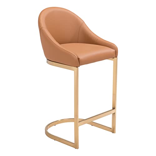 Zuo Modern - Scott Counter Chair Tan & Gold - Modern - Seating - Steel, Plywood, Foam, 100% Polyurethane - Indoor - 35.8in Height