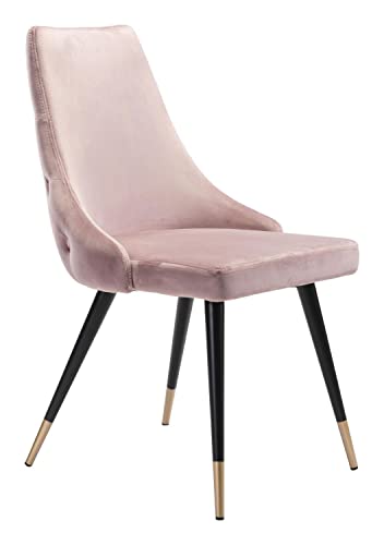 Zuo Modern Piccolo Dining Chair Set Steel, Foam, Velvet Fabric Pink, Black, Gold, Black & Gold Indoor Weight Capacity 280 lbs Dimensions: 20.5" W x 24.6" D x 34.8" H Pack of 2