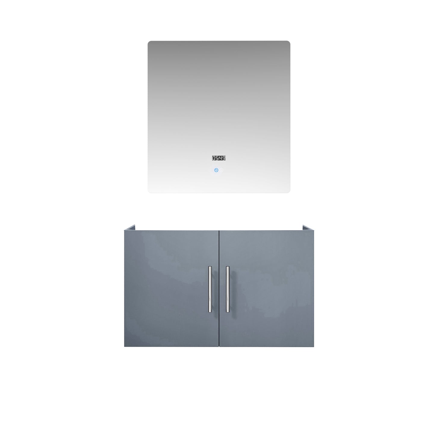 Geneva 30" Dark Grey Single Vanity, no Top and 30" LED Mirror