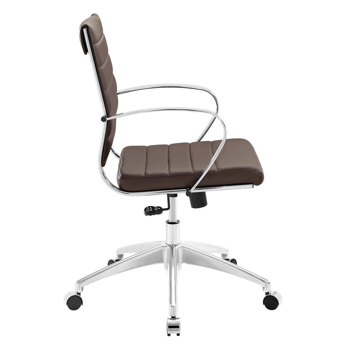 Modway Jive Mid Back Ribbed Faux Leather Office Swivel Chair in Brown