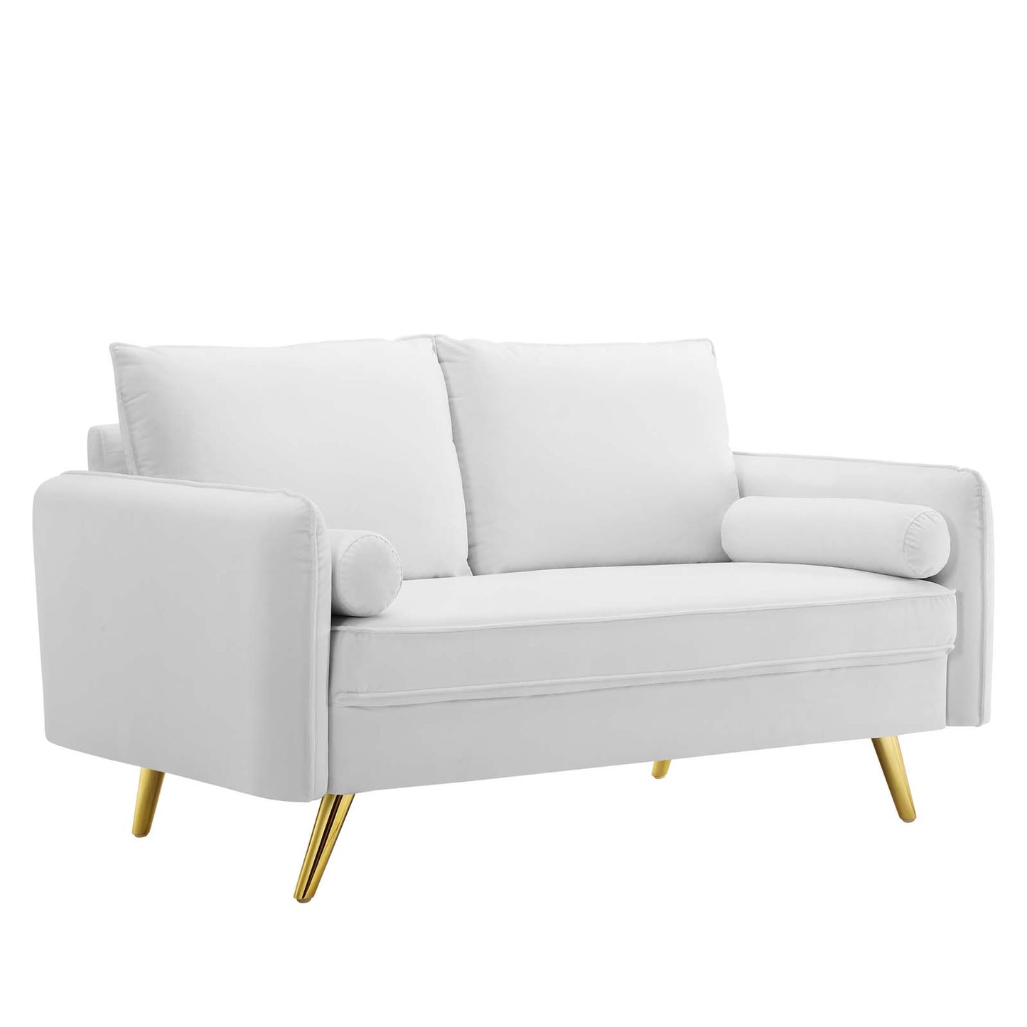 Modway Revive Contemporary Performance Velvet Upholstered Loveseat in White