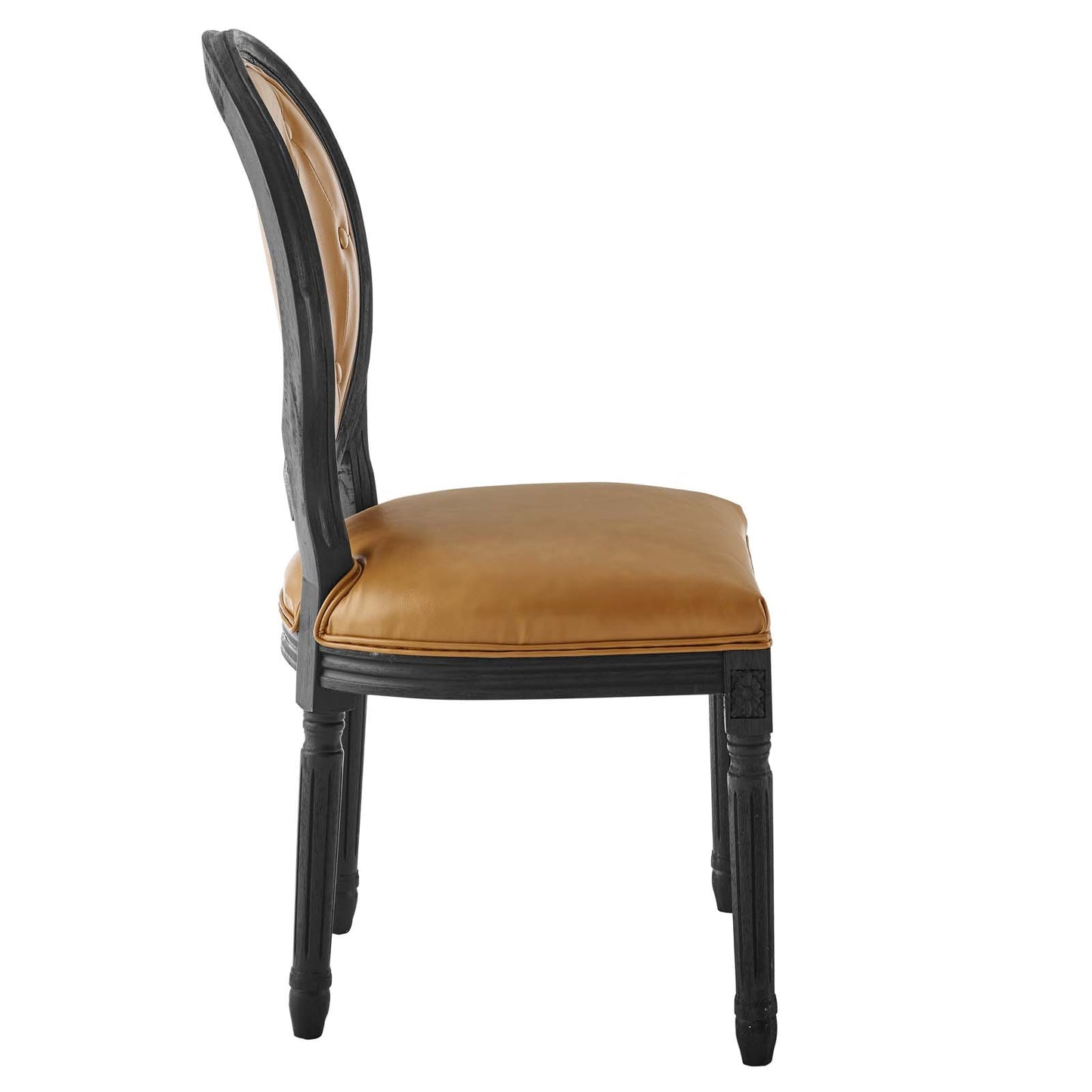 Modway Arise French Vintage Vegan Leather Dining Chair in Black Tan 19.5 x 22.5 x 38.5