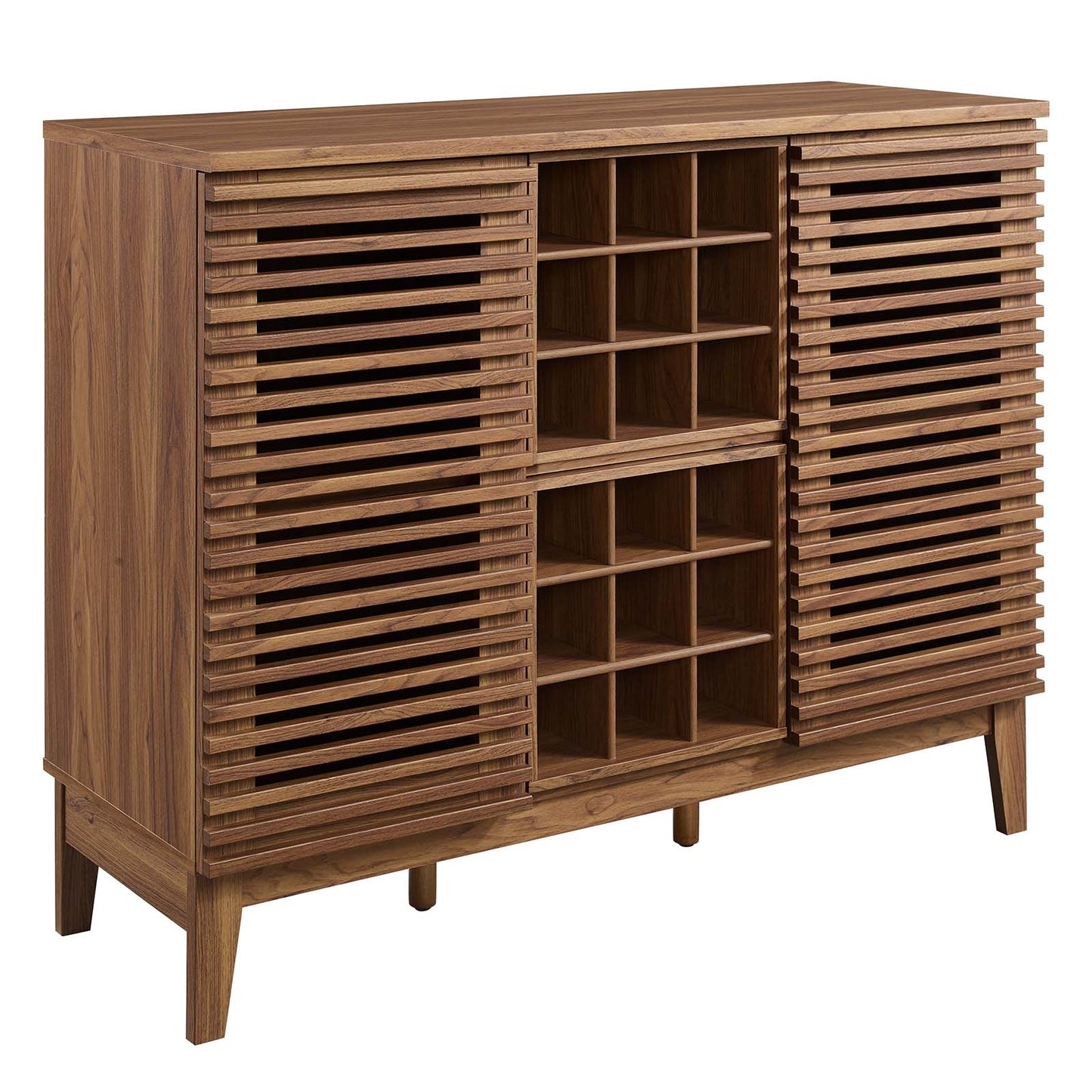 Modway Render Mid-Century Modern Wine Bar Cabinet in Walnut