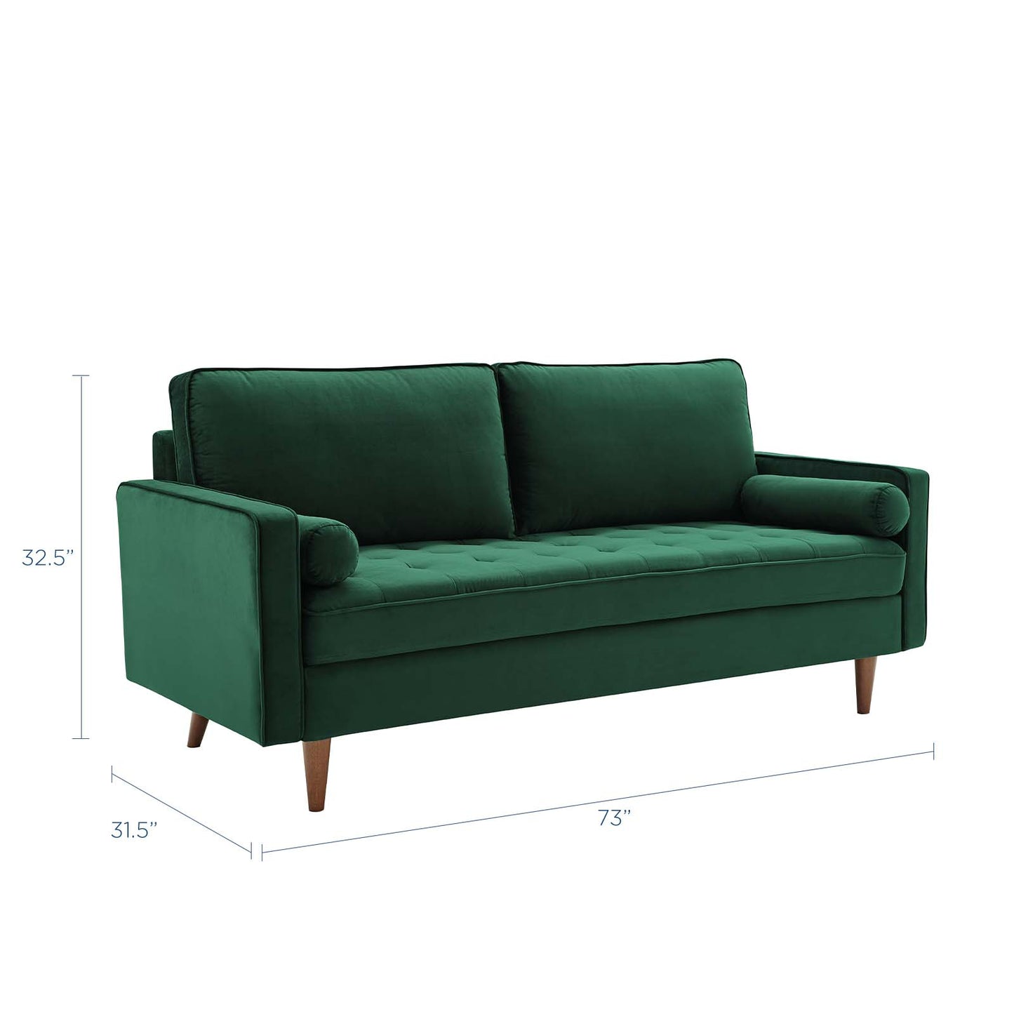 Modway Valour Performance Velvet Upholstered Tufted Sofa, Green
