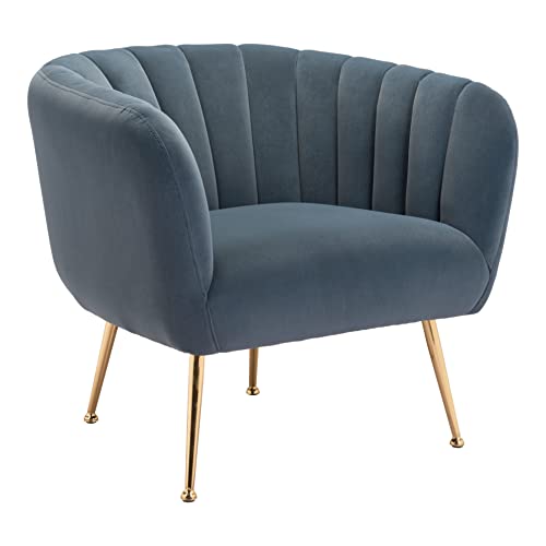 Zuo Modern - Deco Accent Chair Gray & Gold - Modern - Seating - Birch Wood, Steel, Foam, 100% Polyester - Indoor - 26.8in Height