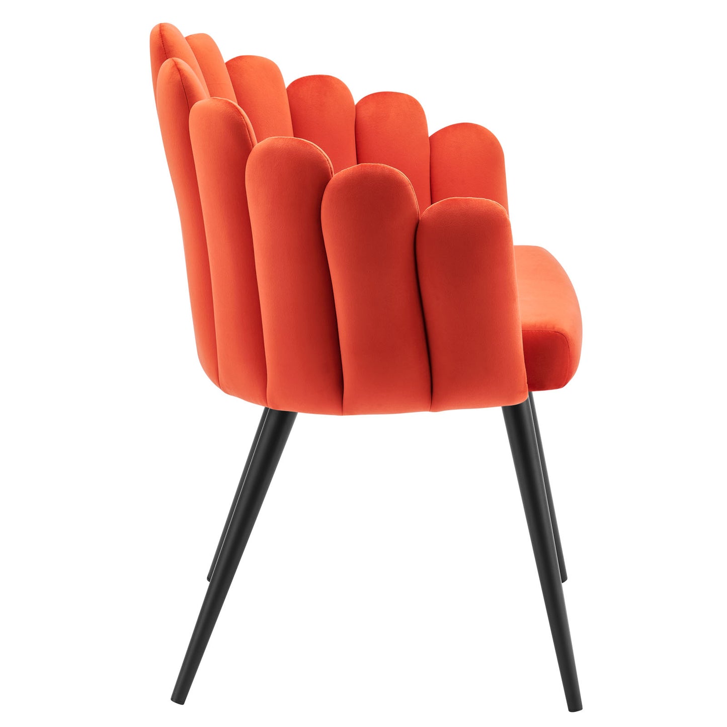 Modway Performance Velvet Channel Tufted Set of 2 in Black Orange Dining Chair