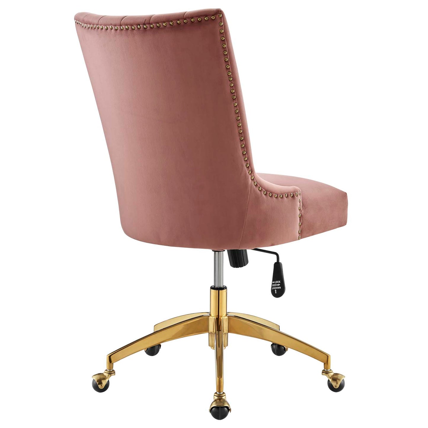 Modway Empower Channel Tufted Performance Velvet Office Chair in Gold Dusty Rose