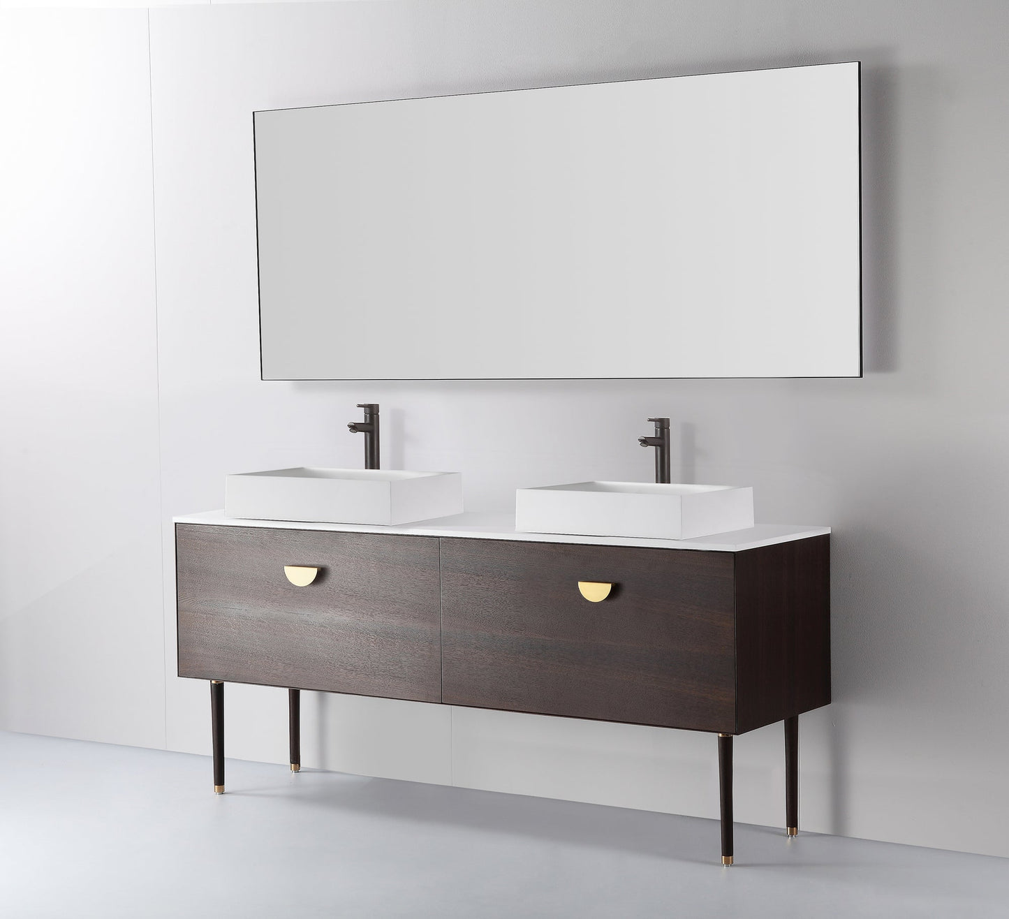 VENESSA 72” SMOKE GRAY OAK DUAL MOUNT MODERN BATHROOM VANITY