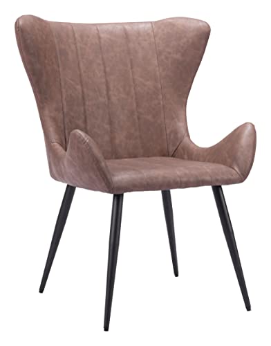 Zuo Modern Alejandro Dining Chair, Vintage Brown, Matte Black