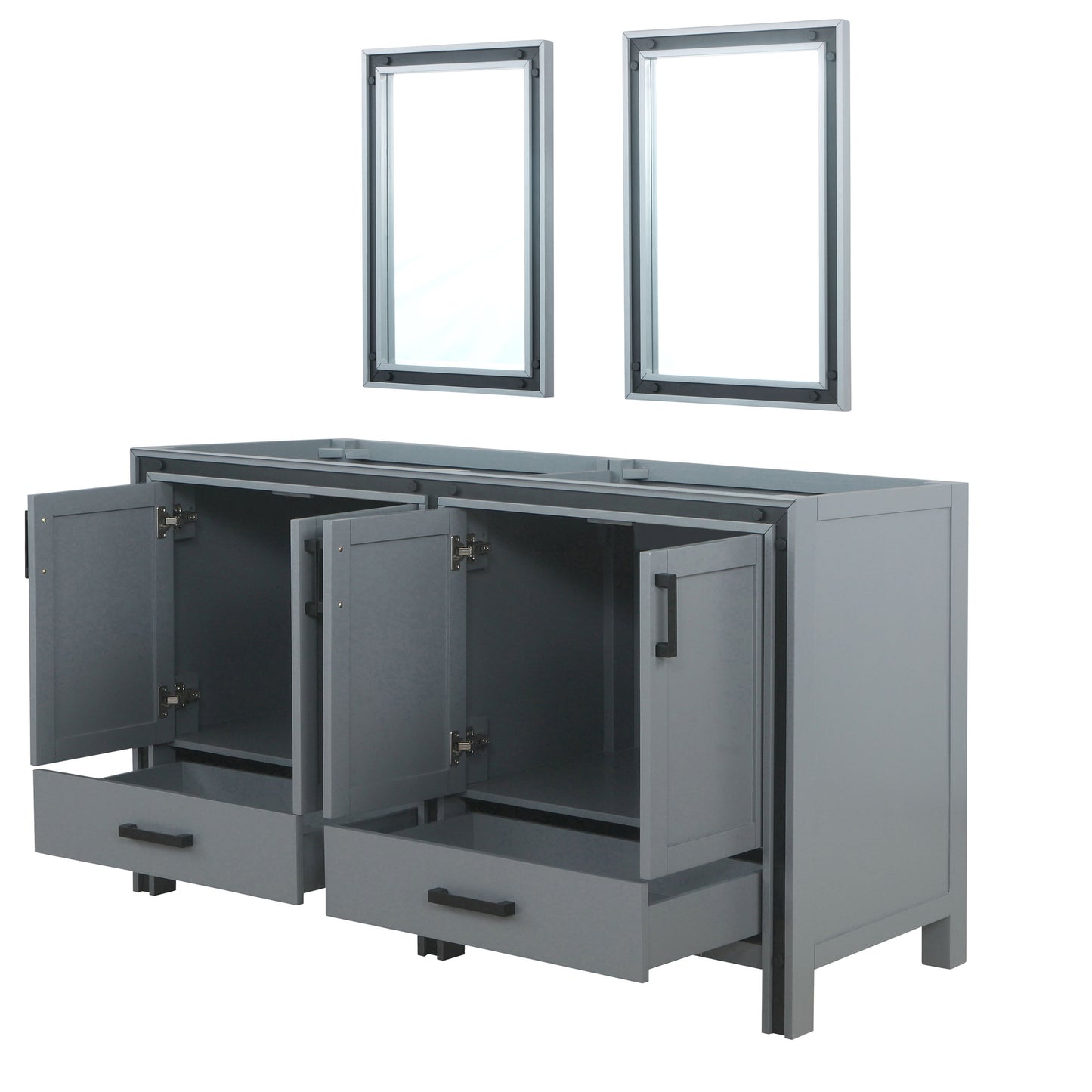 Ziva 60" Dark Grey Double Vanity, no Top and 22" Mirrors